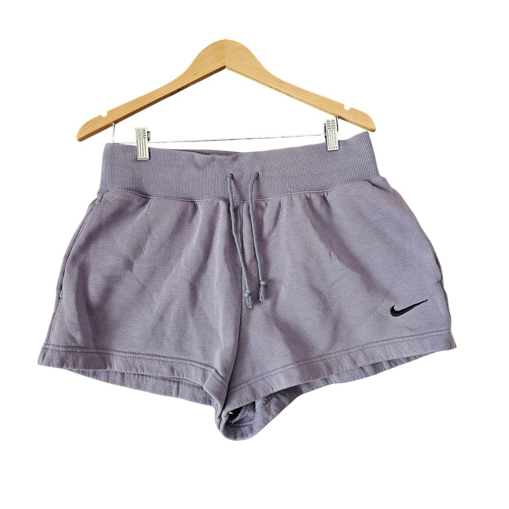 Nike Phoenix Fleece High Rise Shorts Purple Lavender Womens Large DQ5717-530